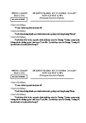 Đề kiểm tra một tiết học kì I Lịch sử lớp 6 - Năm học 2012-2013